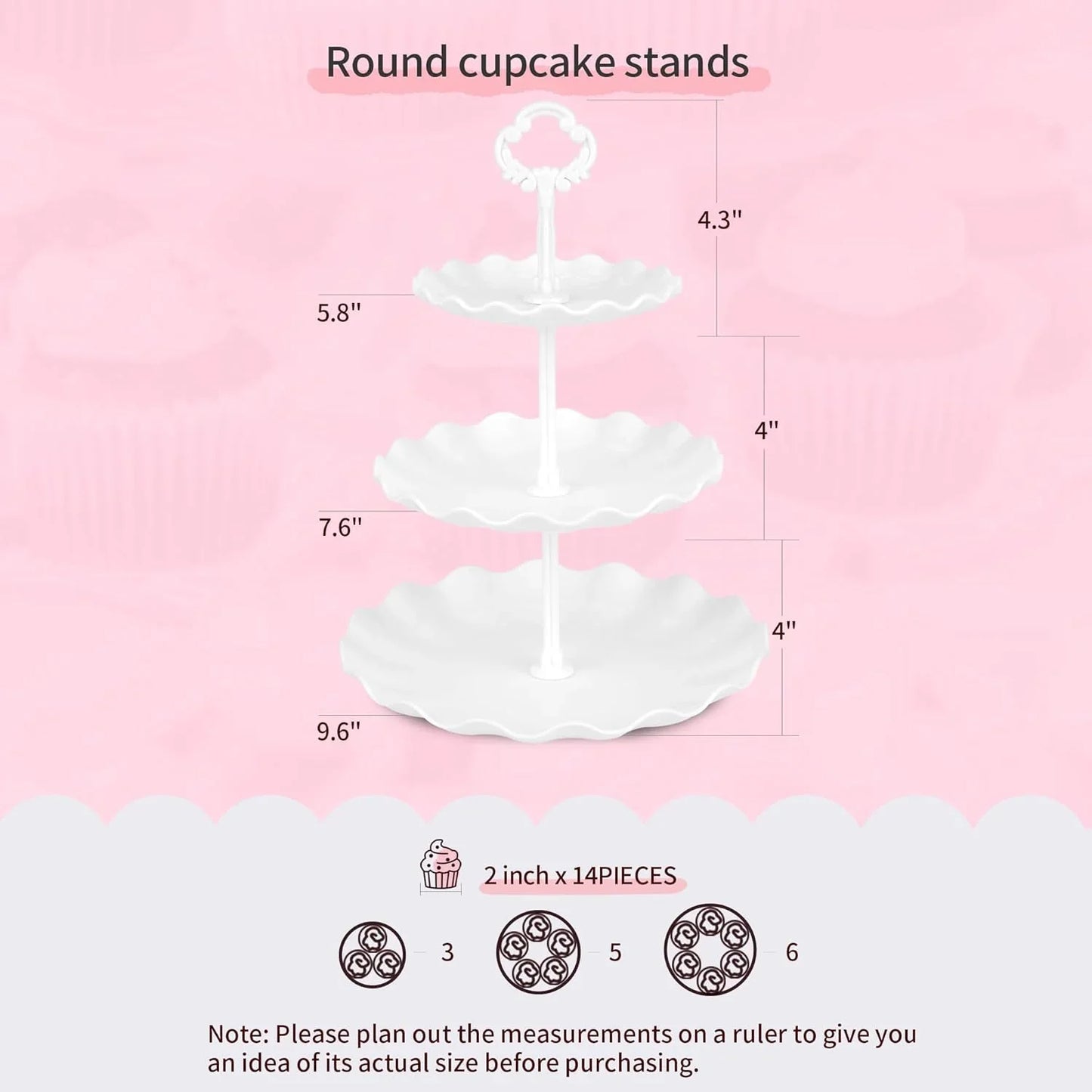 Pack of 10  Cake Stand Set, with 3 X Two-Tier and 3 X Three-Tier Cupcake Stands, 4 X Appetizer Trays, 1 X Tablecloth for Birthday Bridal Baby Shower Party (White)