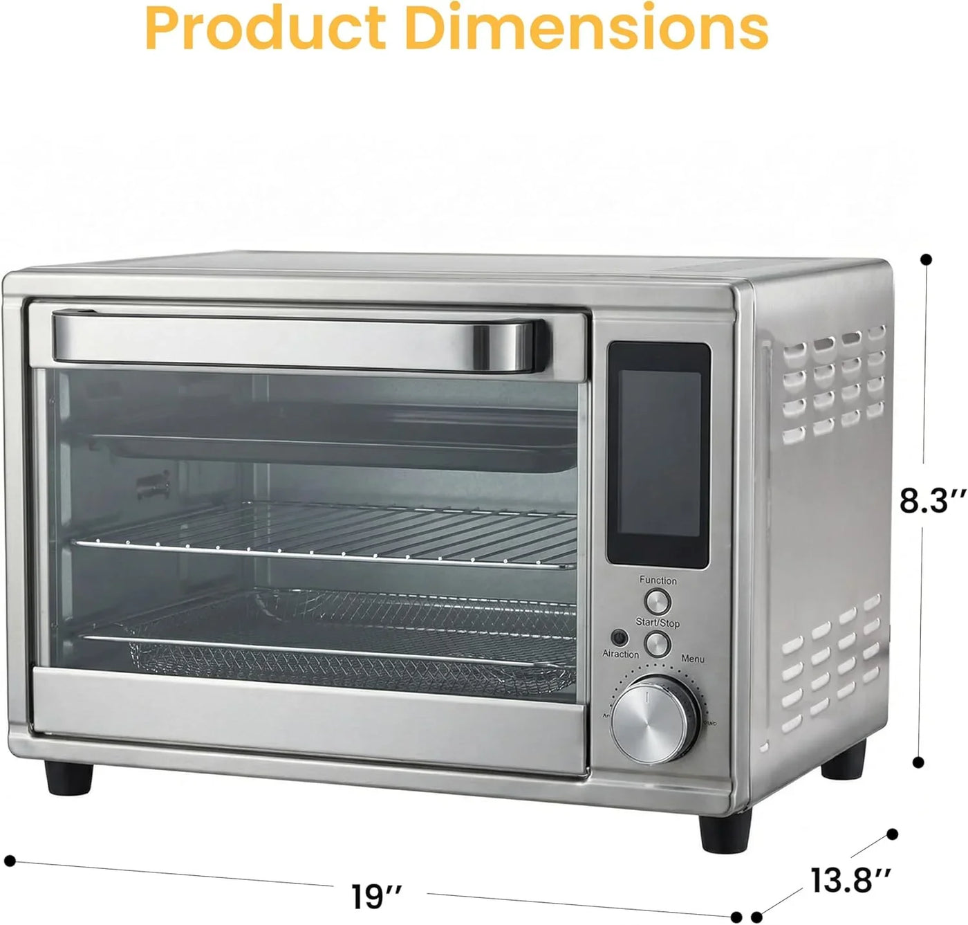 29.6QT Air Fryer Toaster Oven Combo with Smart Probe, 12-In-1 Countertop Convection Oven, 450°F, Stainless Steel