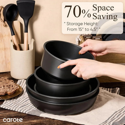 19Pcs Pots and Pans Non Stick, Cookware Sets Detachable Handle, Induction Kitchen Pots and Pans,Nonstick Cooking Set, Oven/Dishwasher/Fridge Safe, Space Saving
