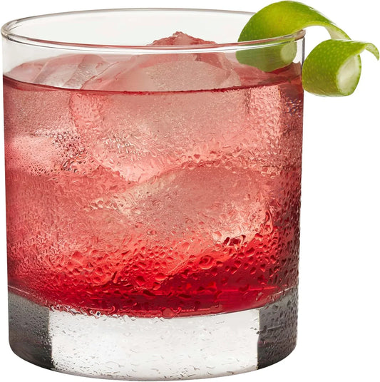 917CD Heavy Base Rocks Glasses Set of 12, Rocks Glass Cups with Simple Lines, Elegant Old Fashioned Glass Set for Whiskey, Cocktails and More