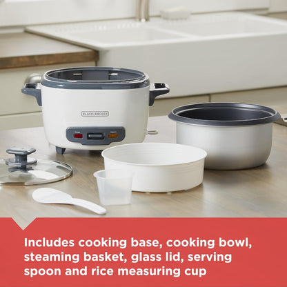 16-Cup Rice Cooker, RC516, 8-Cup Uncooked Rice, Steaming Basket, Removable Non-Stick Bowl, One Touch