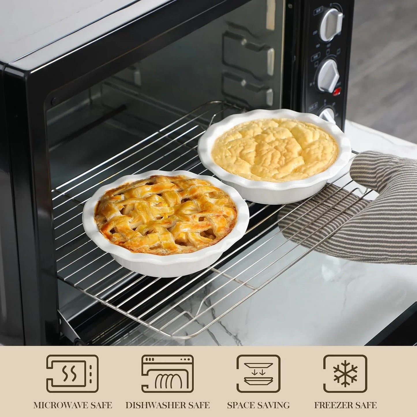 Ceramic Mini Pie Pans Set of 6, 6 Inch Pie Plates for Baking with Ruffled Edge, Small Quiche Baking Dish Pans Tart Pans, Individual Pot Pie Plates, Microwave & Oven Safe, White