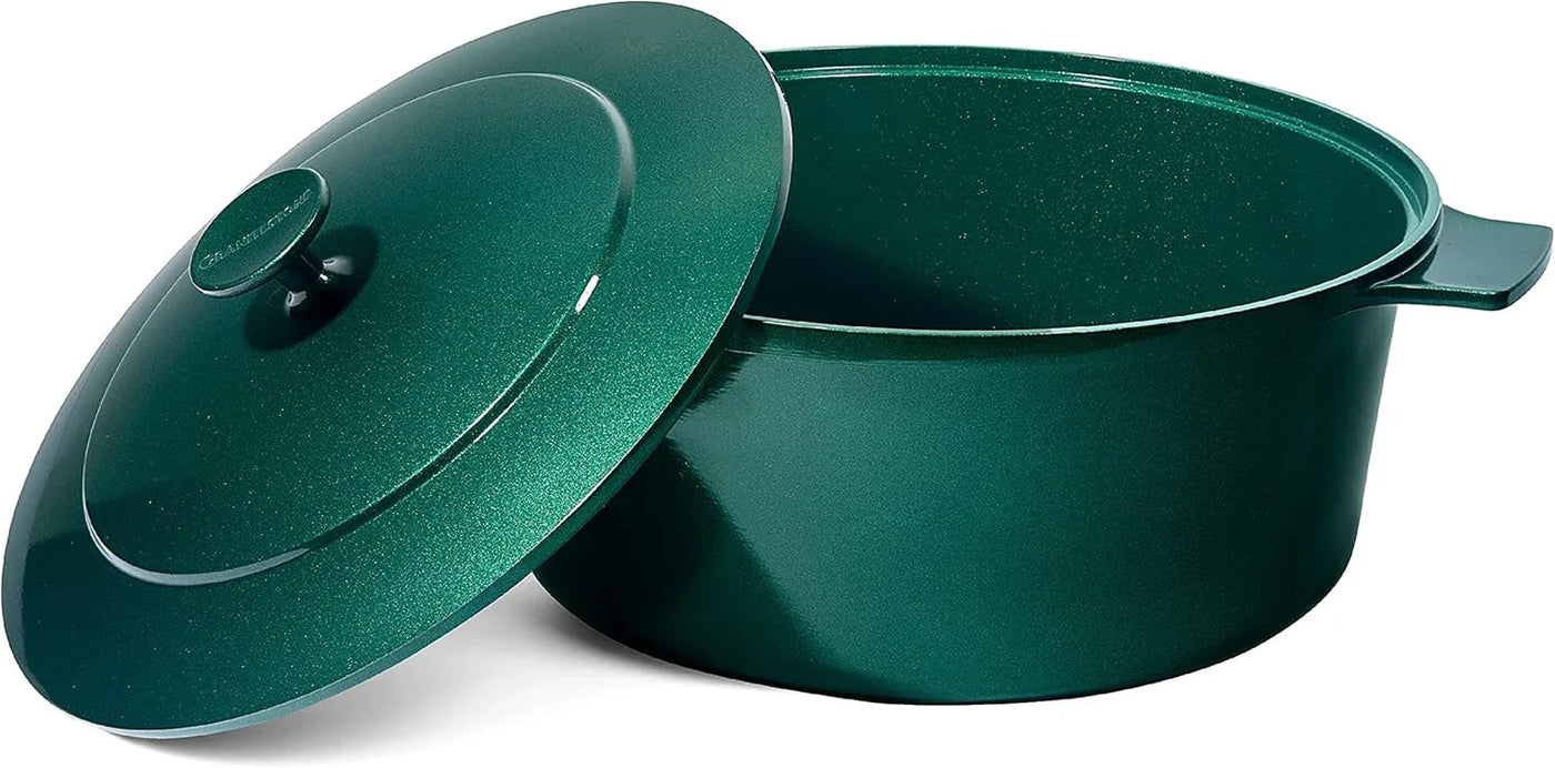 Dutch Oven, 6.5 Quart Ultra Nonstick Enameled Lightweight Aluminum Dutch Oven Pot with Lid, round 6.5 Qt. Stock Pot, Dishwasher & Oven Safe Induction Capable 100% PFOA Free, Emerald Green