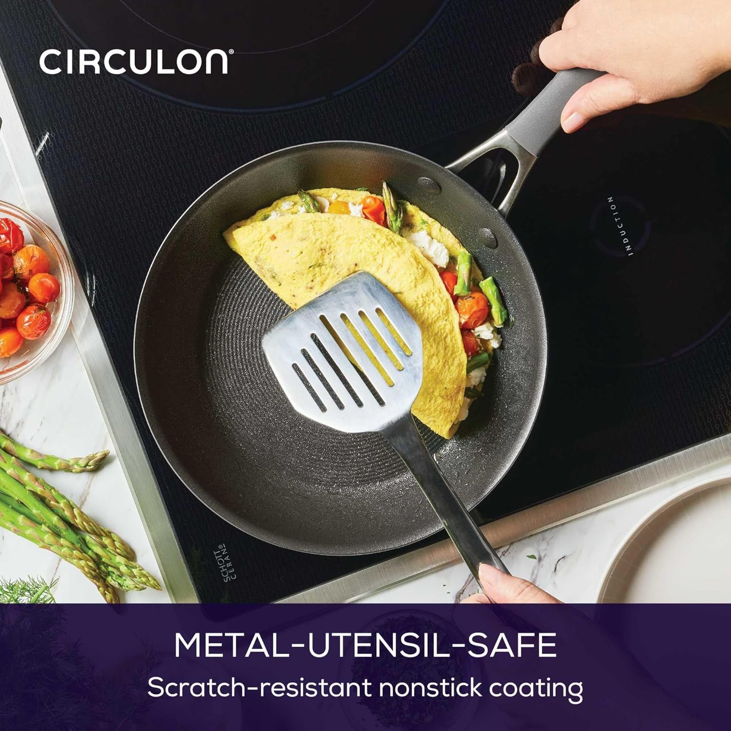 A1 Series with Scratchdefense Nonstick Induction Pots and Pans Cookware Set, Induction Cookware, Kitchen Essentials, 9-Piece, Graphite