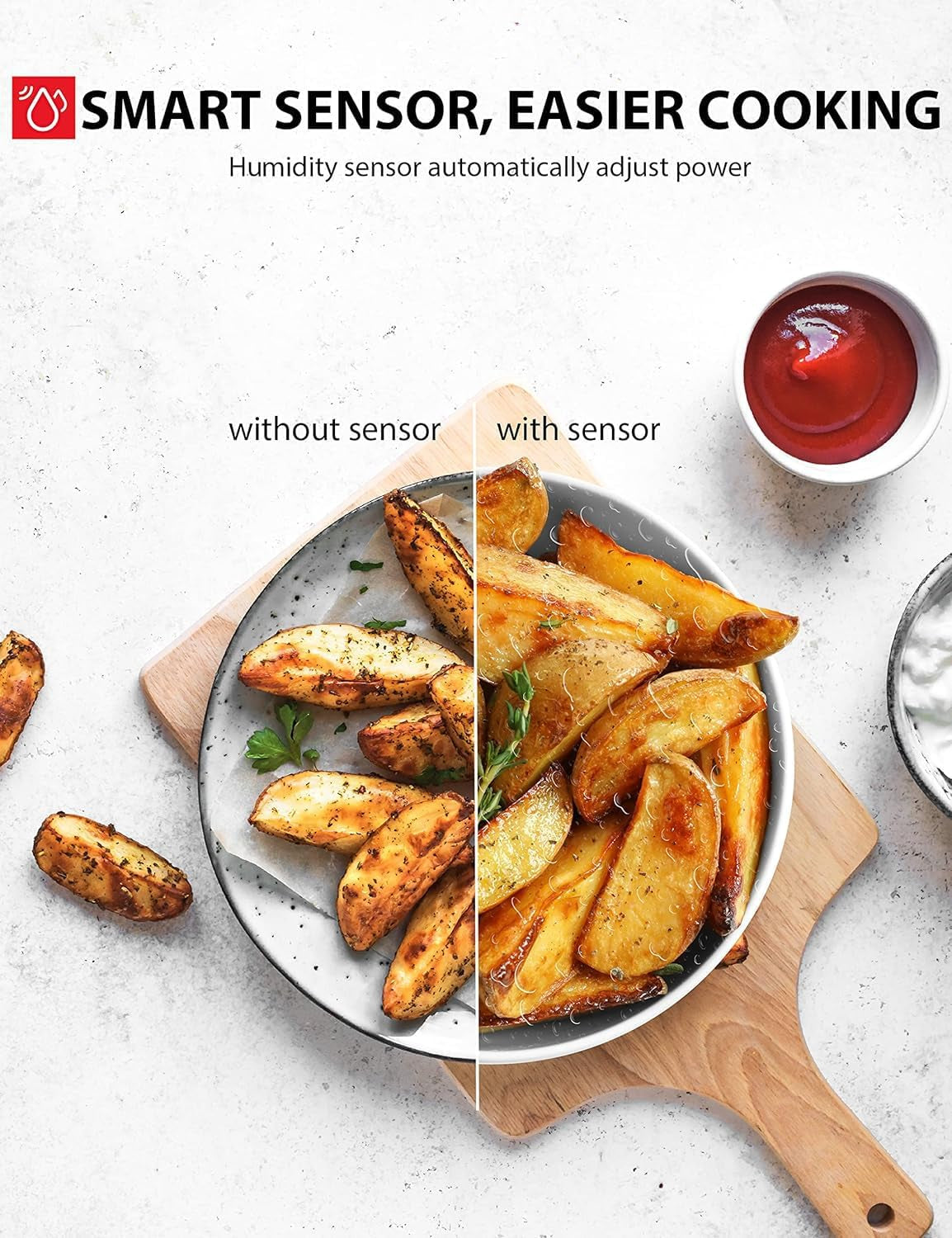 ML-EM45P(BS) Countertop Microwave Oven with Smart Sensor and 13.6" Removable Position Memory Turntable, Sound On/Off Function, 1200W, 1.6 Cu.Ft, Black Stainless Steel