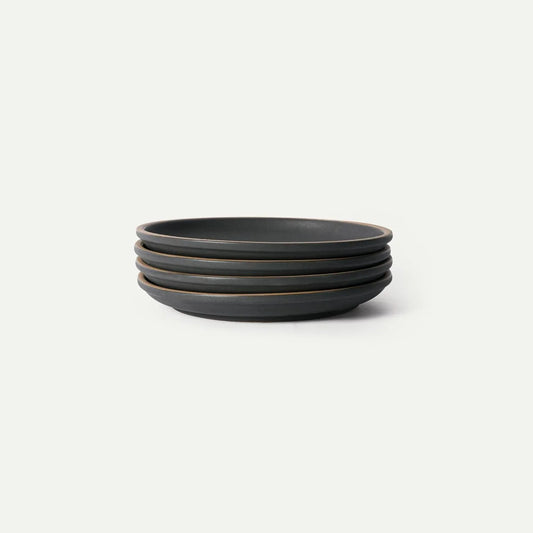 Large Plates Set of 4, 10.5 Inch Ceramic Pottery Dinner Plates - Microwave, Oven and Dishwasher Safe - Liquorice