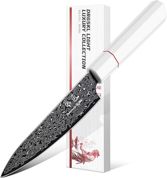 Damascus Kitchen Utility Knife - Japanese VG10 Small Chef Knife 6 Inch - Japanese G10 Handle - Versatile Knives for Vegetable Fruit Meat - with Gift Box