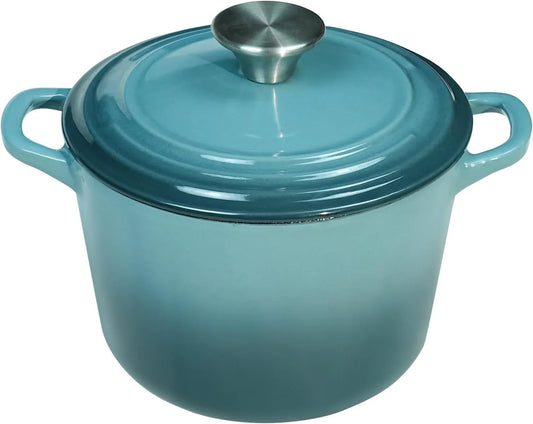 Dutch Oven Pot with Lid 1.8 Qt Cast Iron Dutch Oven for Bread Baking Slateblue Enameled Cast Iron Rice Pot with Handels