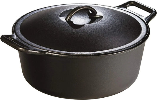 BOLD Exclusive 7 Quart Premium Pre-Seasoned Cast Iron Dutch Oven with Lid - Dual Handles - Use in the Oven, on the Stove, on the Grill or over the Campfire - Black