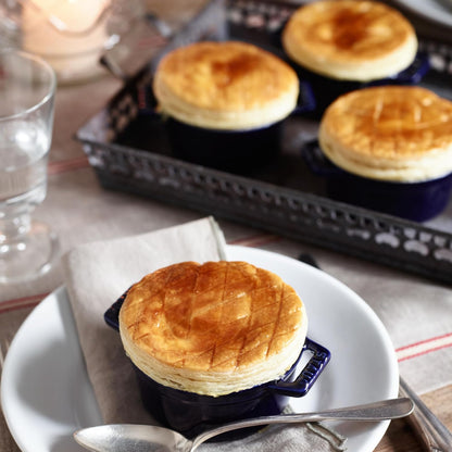 Ceramic Dutch Oven 3-Piece Mini round Cocotte, Dark Blue