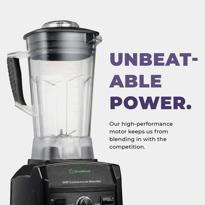Commercial Blender with 5-Year Full Warranty - 1800W, 3HP, 64Oz High-Performance Professional Countertop Blender with Stainless Steel Blades