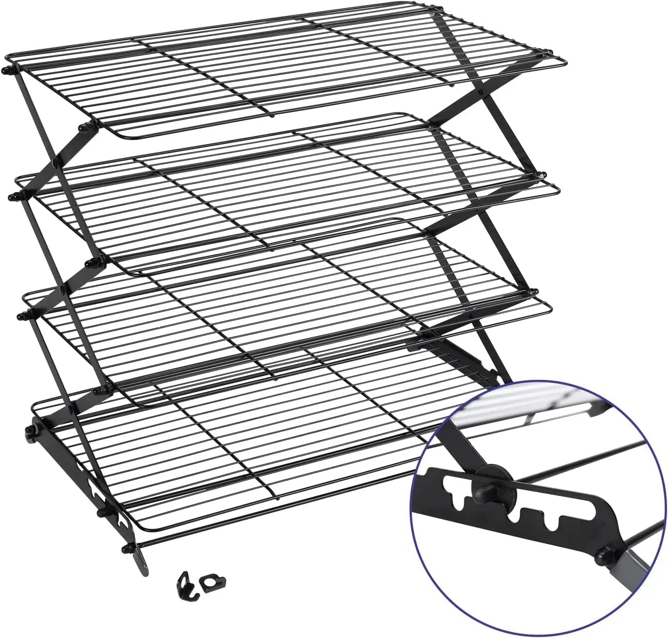 2/3/4-Tier Upgraded Collapsible Cooling Rack with Adjustable 3 Setting Design Stackable Roasting Cooking Drying Wire Cooling Rack for Cookies Baking Gifts for Women