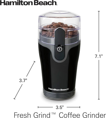 Fresh Grind Electric Coffee Grinder for Beans, Spices and More, Stainless Steel Blades, Removable Chamber, Makes up to 12 Cups, Black