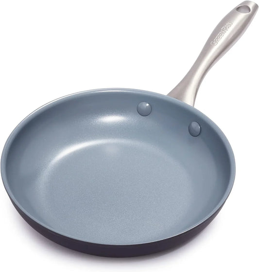 Lima Hard Anodized 8" Frying Pan Skillet Nonstick, Ceramic Nonstick, Pfas-Free Nontoxic Pots and Pans, Oven & Broiler Safe, Stainless Steel Handle, Cookware for Eggs & Omelet, Gray
