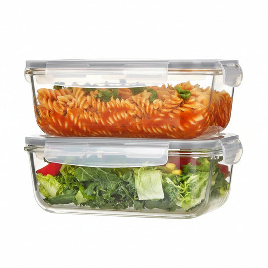 2Pack 1860Ml/63Oz Large Glass Storage Containers with Lids, Meal Prep Food Container Set with Snap Airtight Lid for Baking, Microwave, Oven, Leak Proof, for Freezer, Dishwasher, Grey