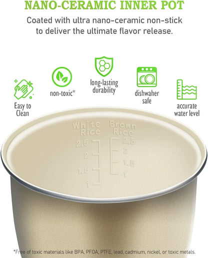 Mini Rice Cooker 2.5 Cups Uncooked, Healthy Ceramic Coating Portable Cooker, 1.2L Travel Small for 1-3 People, Personal Maker, Food Steamer, 12 Hours Delay Timer, Multi-Cooker Grains, Oats