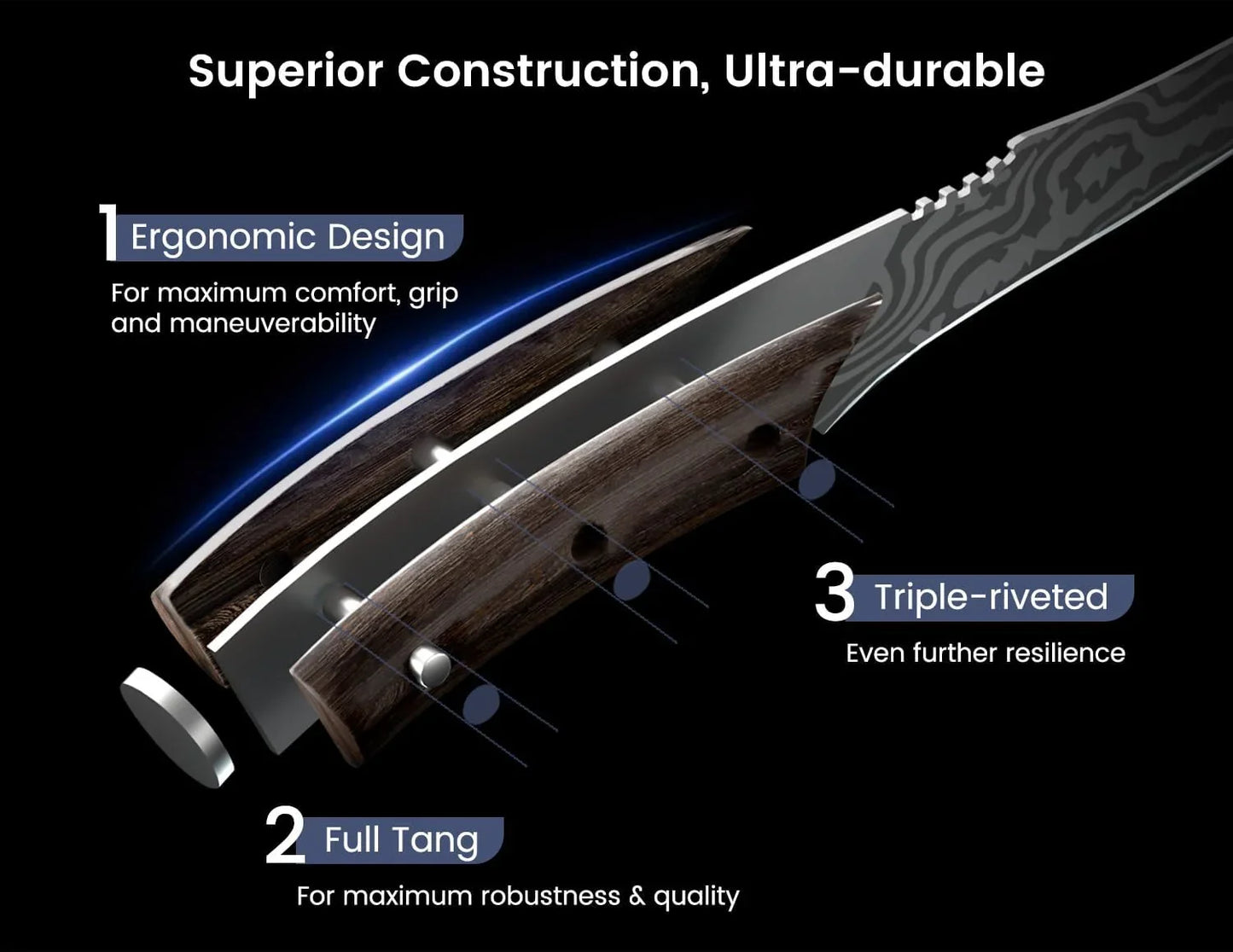 Boning Knife for Meat Cutting, 6.7 Inch Fillet Knife with Wood Handle, High Carbon Razor Sharp Flexible Blade for Deboning, Trimming, Damascus Pattern Full Tang Design, House Warming Gifts