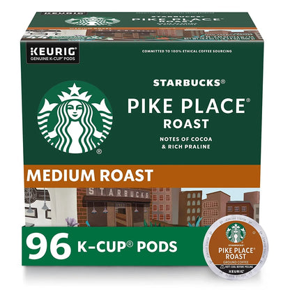 K-Cup Coffee Pods, Medium Roast Hot or Iced Coffee, Pike Place Roast, 96 Keurig Pods