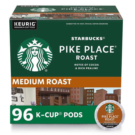 K-Cup Coffee Pods, Medium Roast Hot or Iced Coffee, Pike Place Roast, 96 Keurig Pods