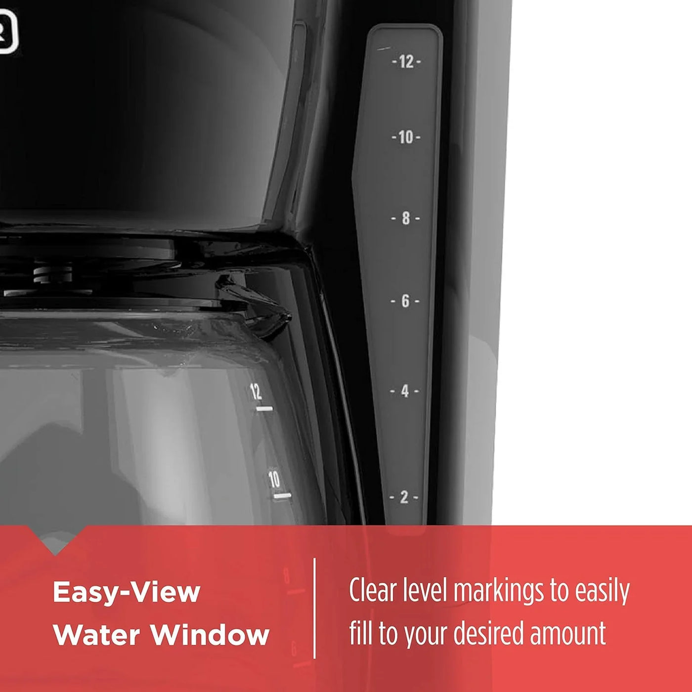 12-Cup Digital Coffee Maker, Programmable, Washable Basket Filter, Sneak-A-Cup, Auto Brew, Water Window, Keep Hot Plate, Black