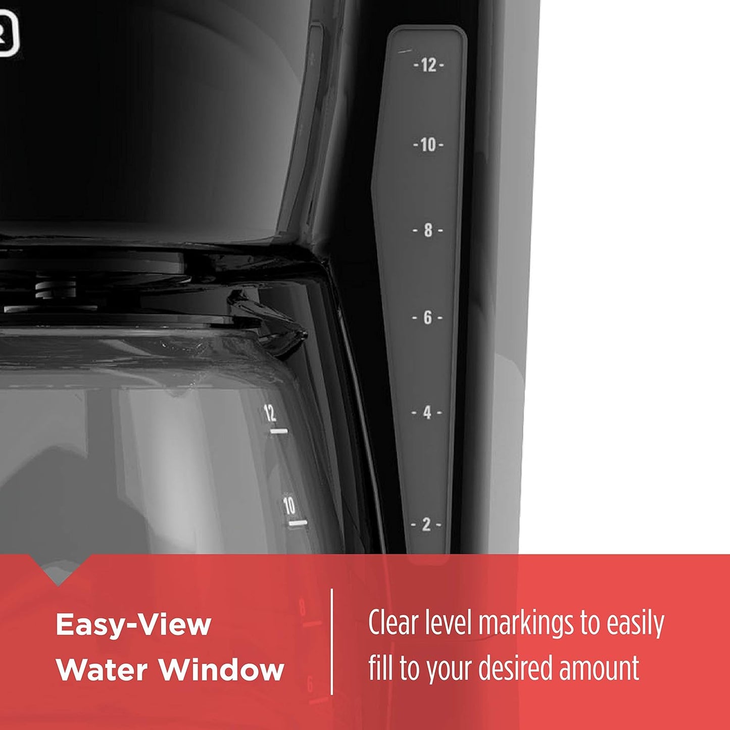 12-Cup Digital Coffee Maker, Programmable, Washable Basket Filter, Sneak-A-Cup, Auto Brew, Water Window, Keep Hot Plate, Black