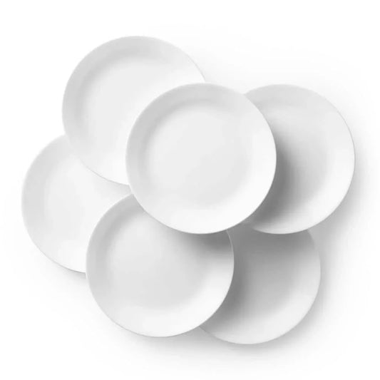 White Winter Frost Glass Dinner Plates Chip & Crack Resistant Glass Dinnerware Set Plates, 10-1/4" Dia. (Pack of 6 Plates)