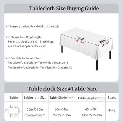 Checkered Tablecloth Rectangle Washable Buffalo Plaid Table Cloth Cotton Linen Gingham Table Cover for Picnic Kitchen Dining Room, Beige and White, 60 * 75