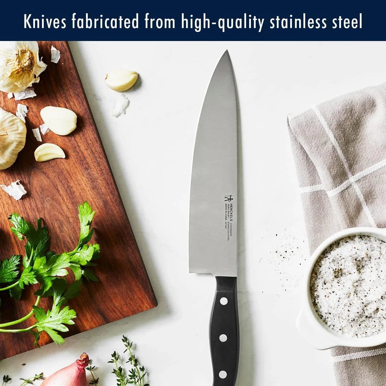 Statement Premium Quality 15-Piece Set with Block, Natural, Razor-Sharp, German Engineered Informed by 100+ Years of Mastery, Lightweight and Strong, Dishwasher Safe