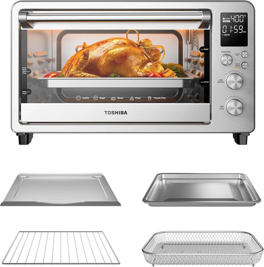 Cheffry Air Fryer Toaster Oven Combo with Toast, Bake, Broil, Pizza & Dehydrate, 26.4-Quart Capacity, Stainless Steel