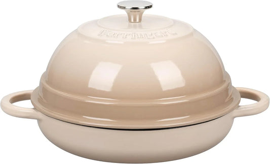 Cast Iron Enameled Dutch Oven Pot with Lid for Bread Baking, Bread Oven, 6 Quart, Latte