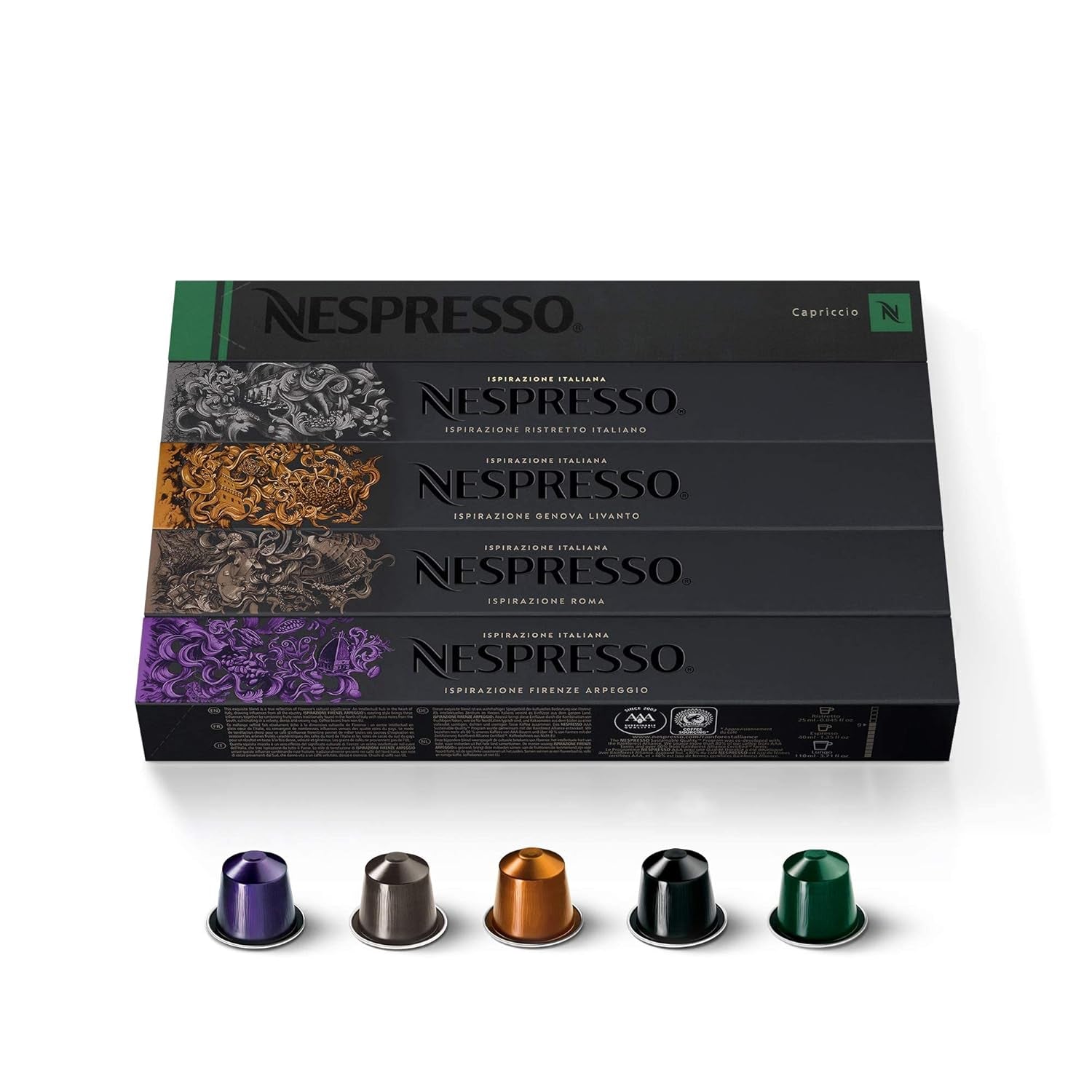 Capsules Original Line, Ispirazione Favorites Variety Pack, Medium & Dark Roast Espresso Coffee, 50 Count Coffee Pods