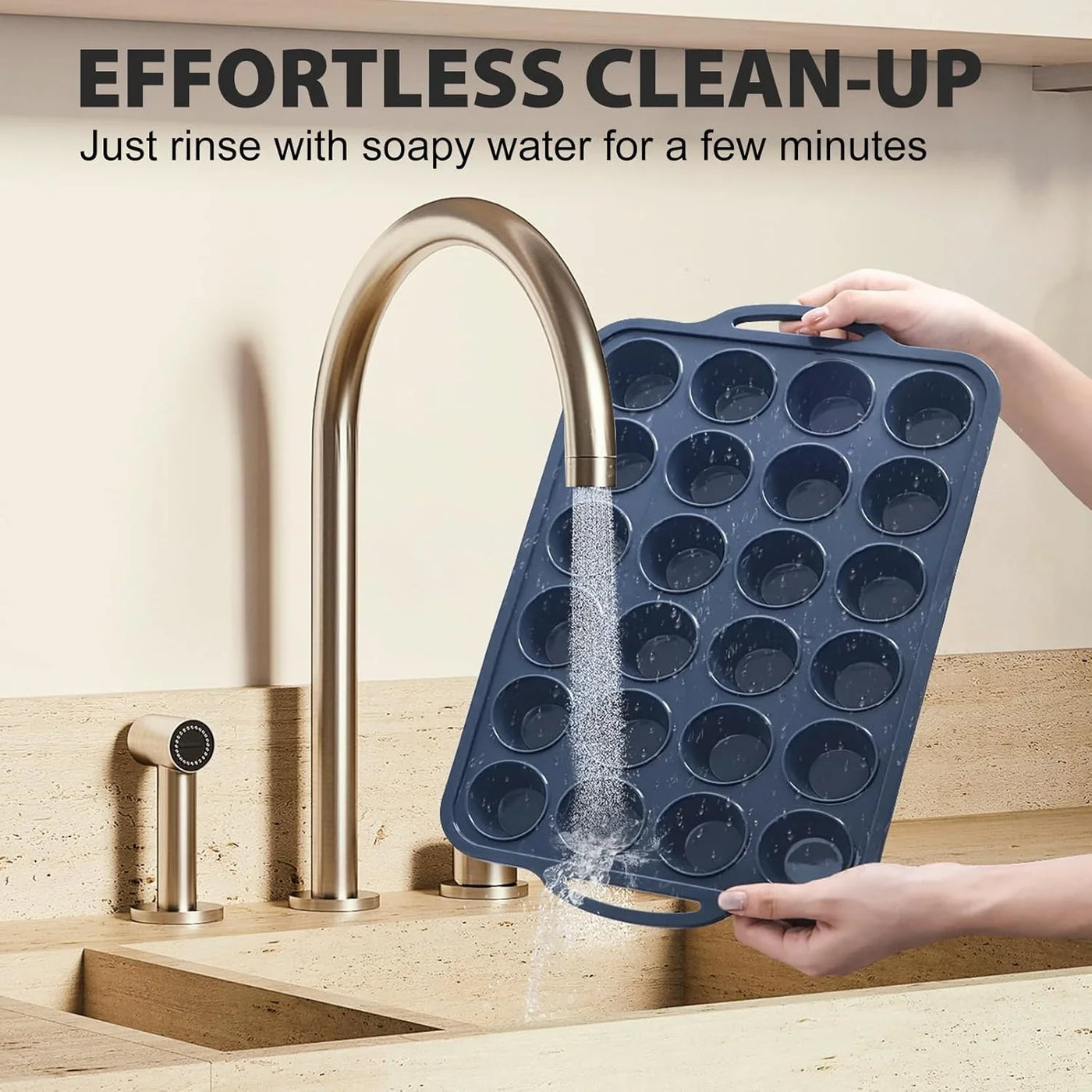 2 Pack Silicone Muffin Pan 12 and 24 Cup with Metal Frame,Non Stick Silicone Mini Cupcake Pan with Handles, BPA Free Silicon Regular Muffin Tin Tray Small for Baking, Egg Bites, Mold Grey