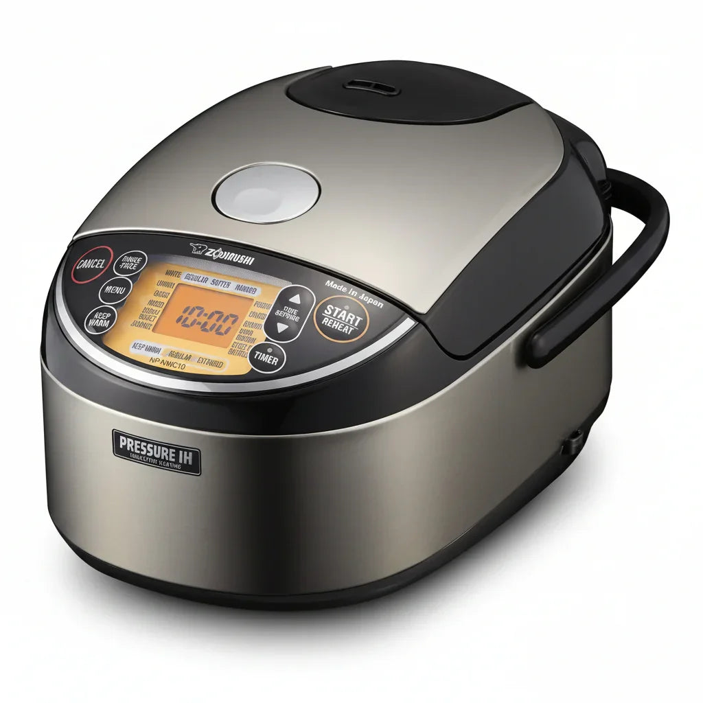 Zojirushi Pressure IH rice cooker with digital display, made in Japan, for kitchen cooking and meal prep