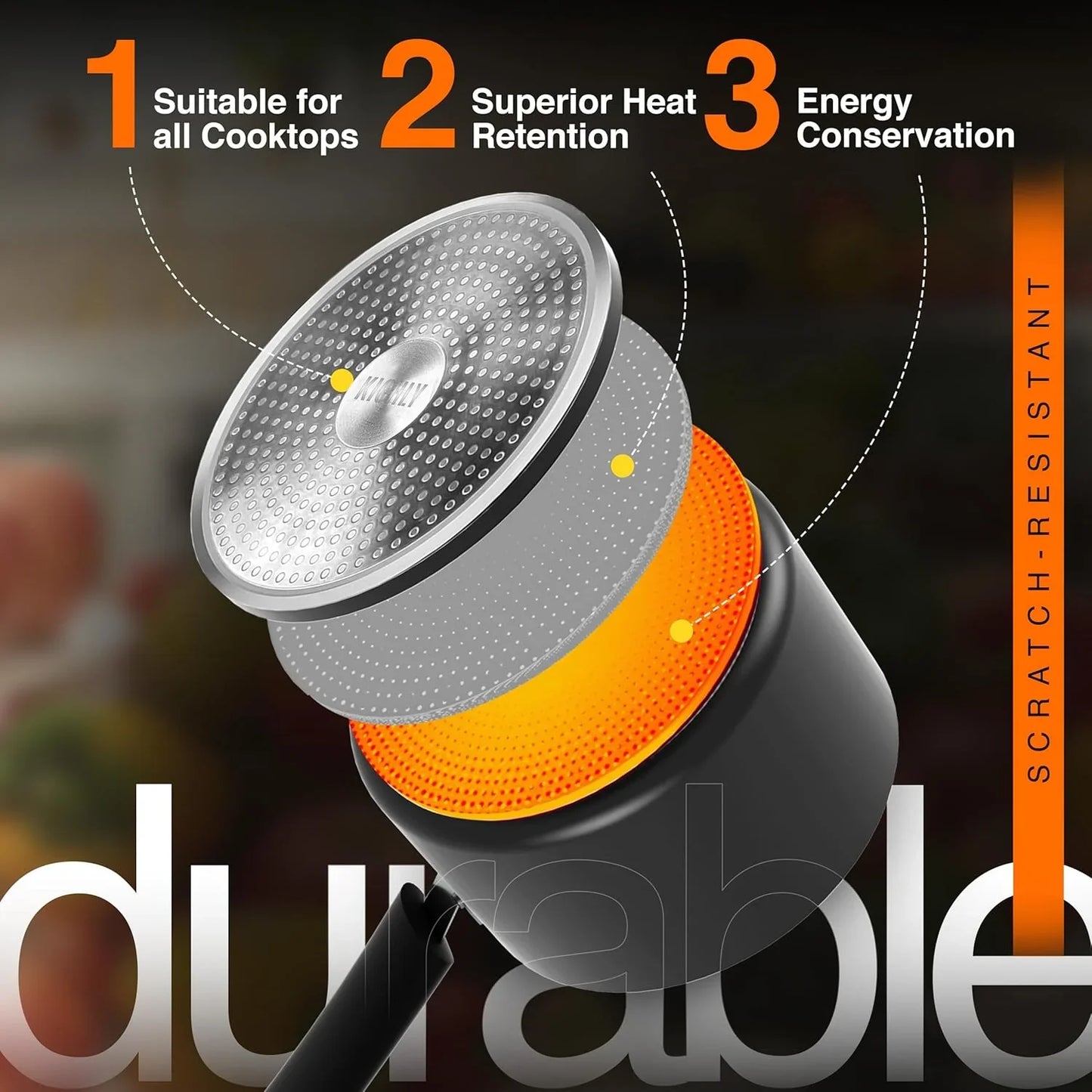 Nonstick Saucepan Set, Cooking Pots with Lids, 1 Quart and 2 Quarts Multipurpose Kitchen Small Pots for Cooking Nonstick with Lids, 1 Qt & 2 Qt Set, Grey & Black