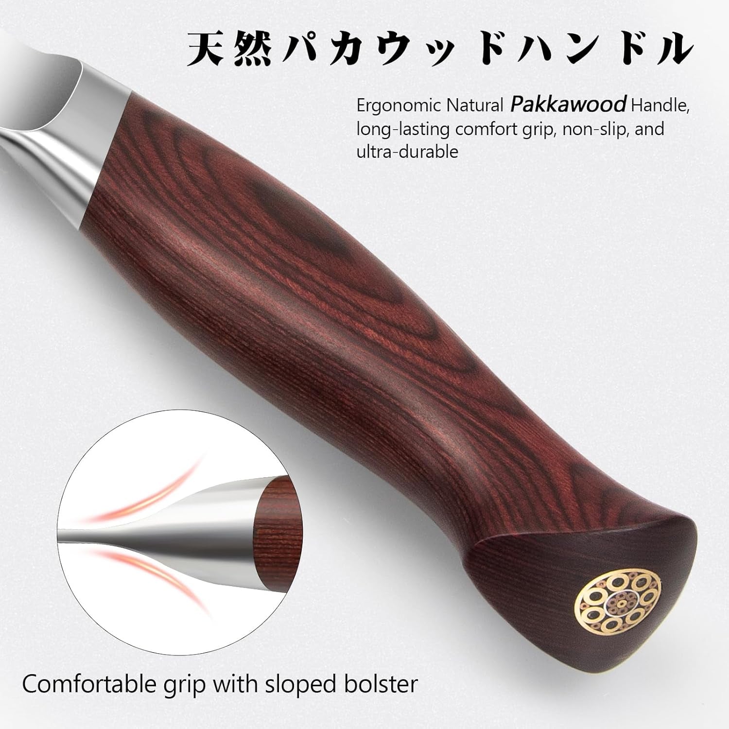 7 Inch Chef Knife, High Carbon Japanese 10Cr15Mov Stainless Steel Santoku Knife, Ultra Sharp Professional Kitchen Cooking Knife with Ergonomic Pakkawood Handle