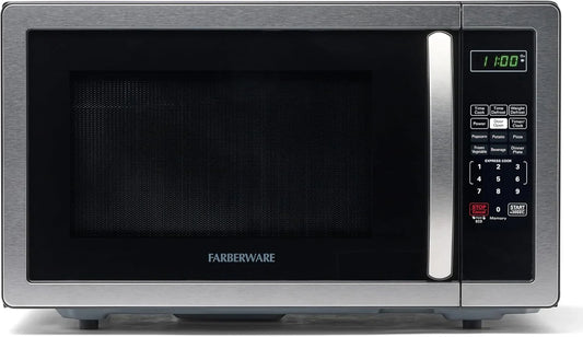 1.1 Cu. Ft. Countertop Microwave Oven – 1000 Watts Power, Auto Cook Settings, Defrost, Easy Clean and Child Safety Lock - Stainless