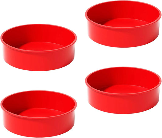 8 Inch Cake Pans- Silicone round Cake Molds for Layer Cake, Cheese Cake and Chocolate Cake, Non-Stick and Dishwasher Safe Silicone Baking Pans 4 Packs (4)
