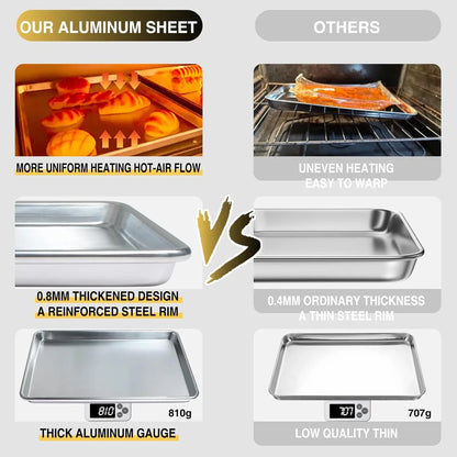 Commercial Quality Baking Sheet Pan Set, Natural Aluminum Cookie Sheet,  Warp Resistant Baker'S Half Sheet Pan, Large Thick Cookie Tray Pans for Baking, Roasting(2 Pack, 18X13In)