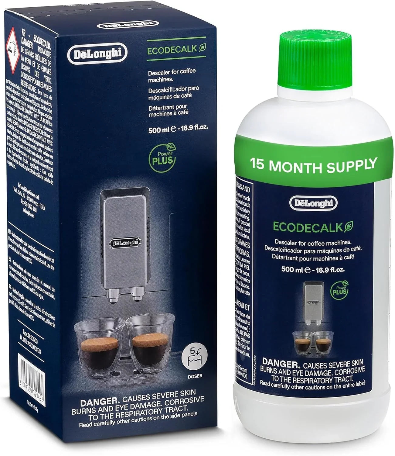 Ecodecalk Descaler, Universal Descaling Solution for Coffee & Espresso Machines, 16.90 Oz (5 Uses)