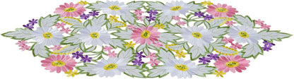Spring Daisy Table Runners Embroidered Flowery Table Linen for Home Decoration 13 X 34 Inch