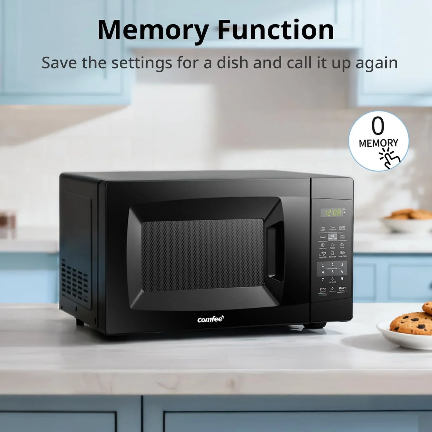 EM720CPL-PMB Countertop Microwave Oven with Sound On/Off, ECO Mode and Easy One-Touch Buttons, 0.7Cu.Ft, 700W, Black