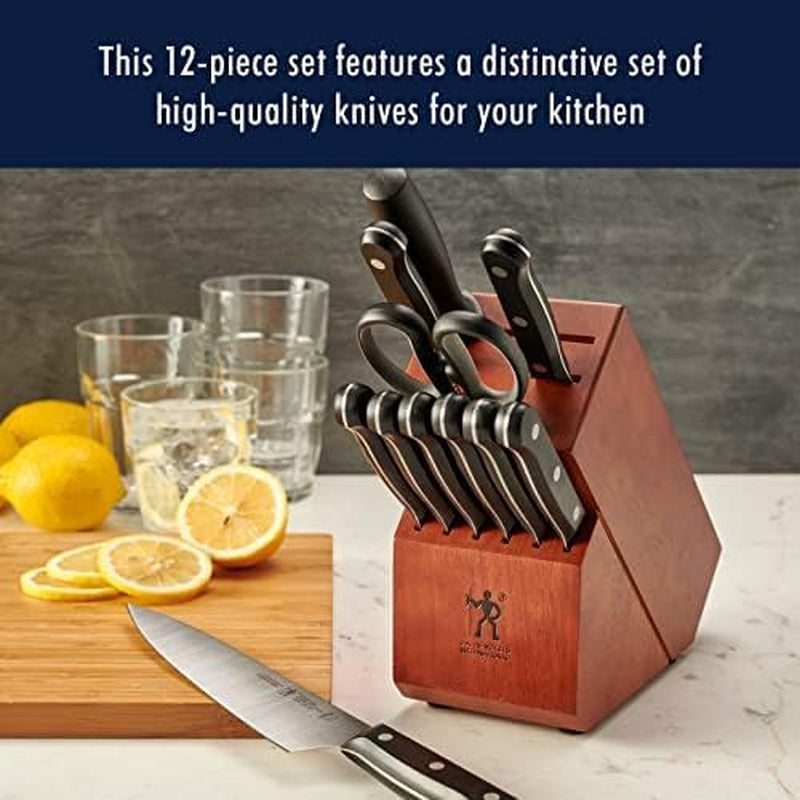 Solution Razor-Sharp 12-Pc Knife Set, Chef Knife, Bread Knife, Steak Knife, German Engineered Informed by 100+ Years of Mastery,Walnut