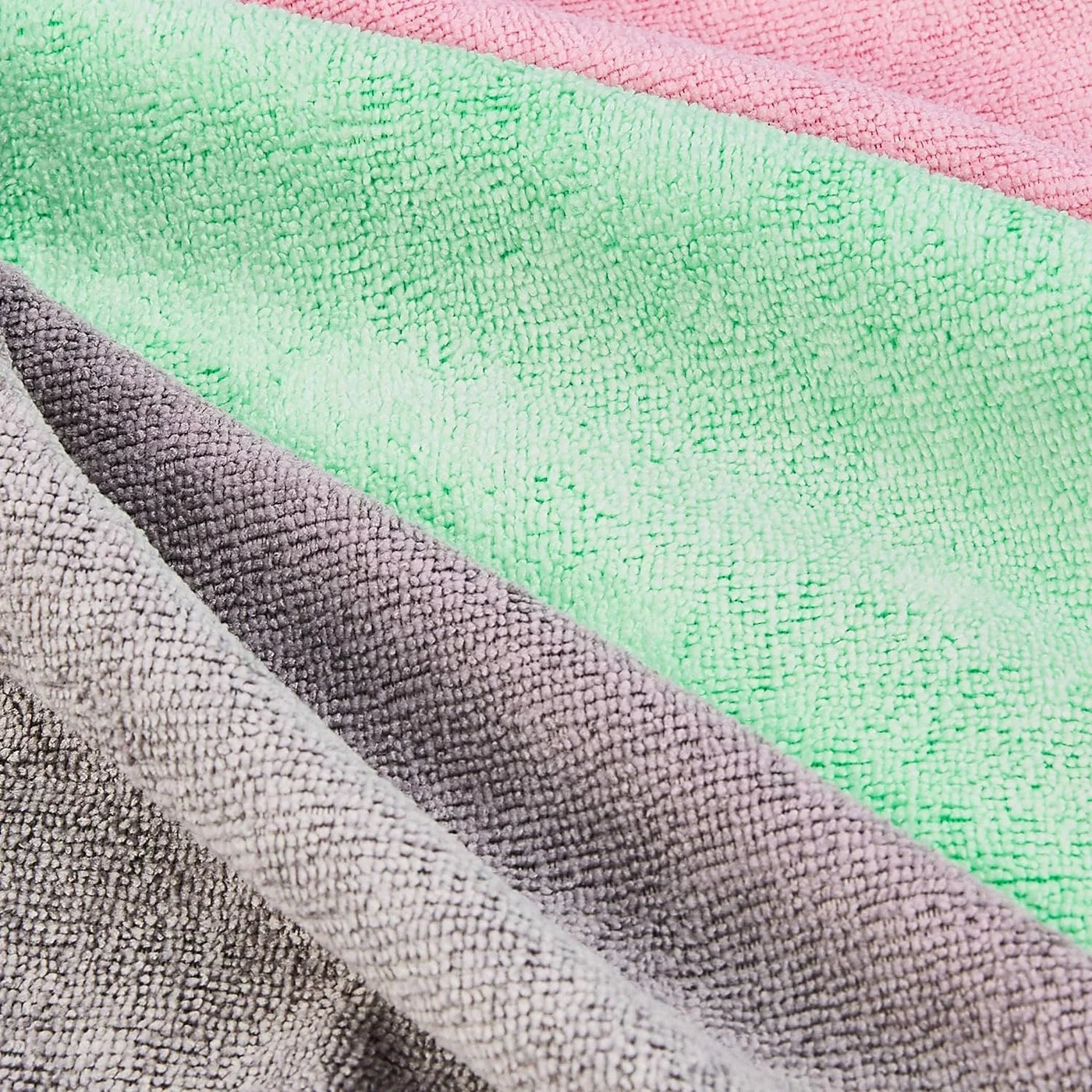 Microfiber Cleaning Cloths, Ultra-Soft and Highly Absorbent, Streak-Free, Lint-Free, Scratch-Free, Washable, for Car Detailing and Glass Cleaning, 16" X 12", Green/Gray/Pink, 24-Pack
