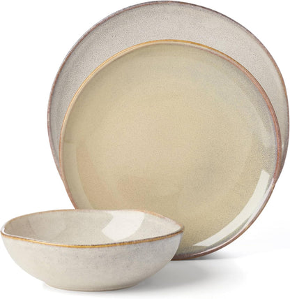 899208 Organic Shades Oatmeal 18-Piece Dinnerware Set, Service for 6