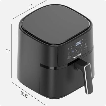 Air Fryer – 6 QT Compact Airfryer for Quick & Easy Meals in Minutes, Features Hi-Fry Technology for Extra Crisp, Touchscreen Controls with 4 Presets, Nonstick & Dishwasher Safe Basket - Black