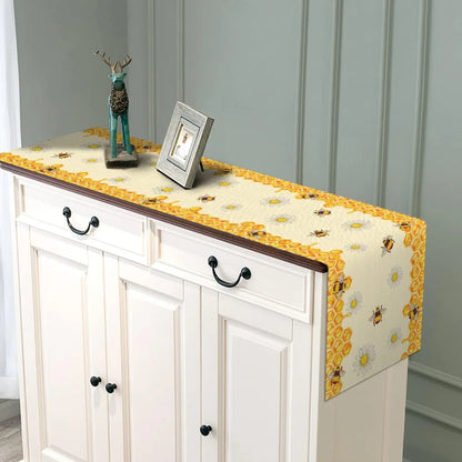 Linen Bee Daisy Table Runner Rustic Home Farmhouse Table Cover Boy Girl Bithday Party Indoor Outdoor Decoration Home Kitchen Dining Room Decor (13" X 72")