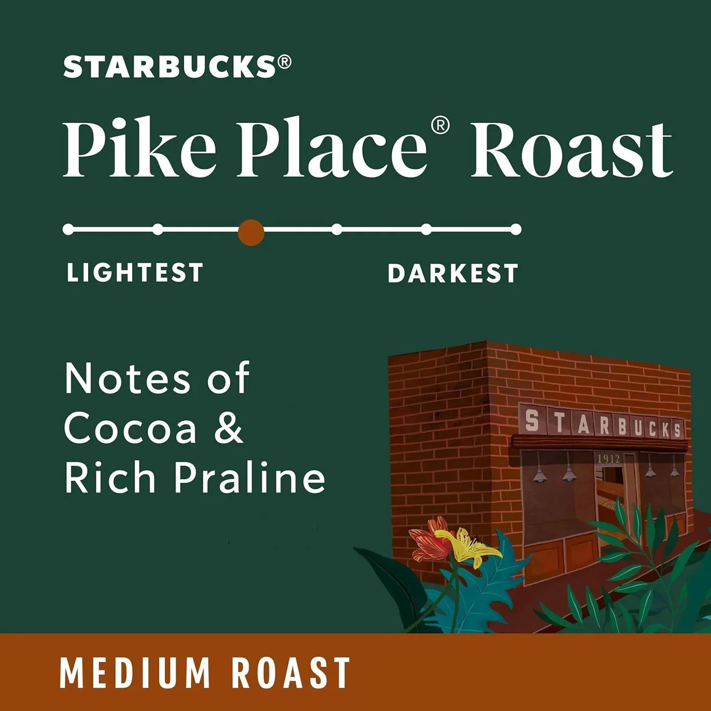 Ground Coffee, Medium Roast Hot or Iced Coffee, Pike Place Roast, 28 Oz