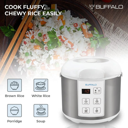 Classic Rice Cooker with Clad Stainless Steel Inner Pot - Electric Rice Cooker for White/Brown Rice, Grain - Easy-To-Clean, Non-Toxic & Non-Stick, Auto Warmer (5 Cup)