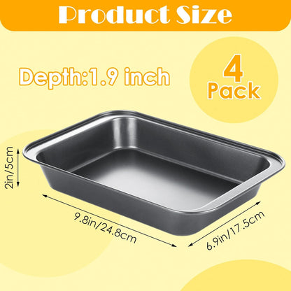 4PCS 9X13 Baking Pan 2 Inch Deep Carbon Steel Deep Baking Pan, Large Rectangular Cake Pan for Roasting and Baking, Multi-Purpose Rectangle Cake Pans for Family Batch Cooking