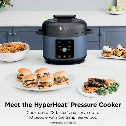 Hyperheat 9-In-1 6.5-Qt Pressure Cooker | Steams, Slow Cooks, Sears, Sautés, Sous Vide, Yogurt & More | with Simpliserve Pot | Powerful 1200-Watt | Blue Macaron | PC201